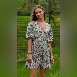 Johnny Was Rebekah Poplin Ditsy Sundress Mini XS